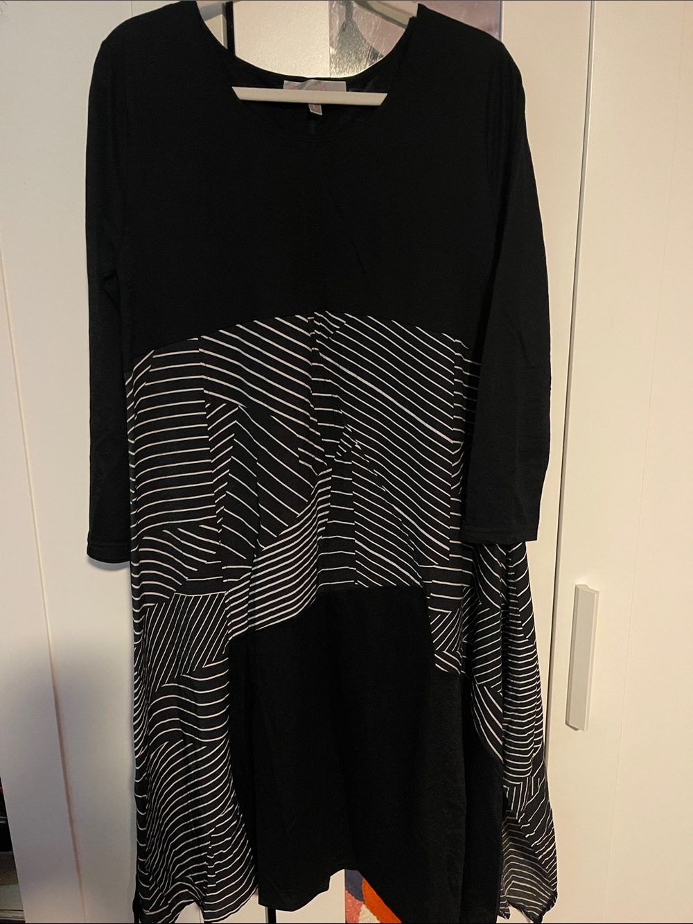 Pretty Angel Black and White Striped Panel Dress
